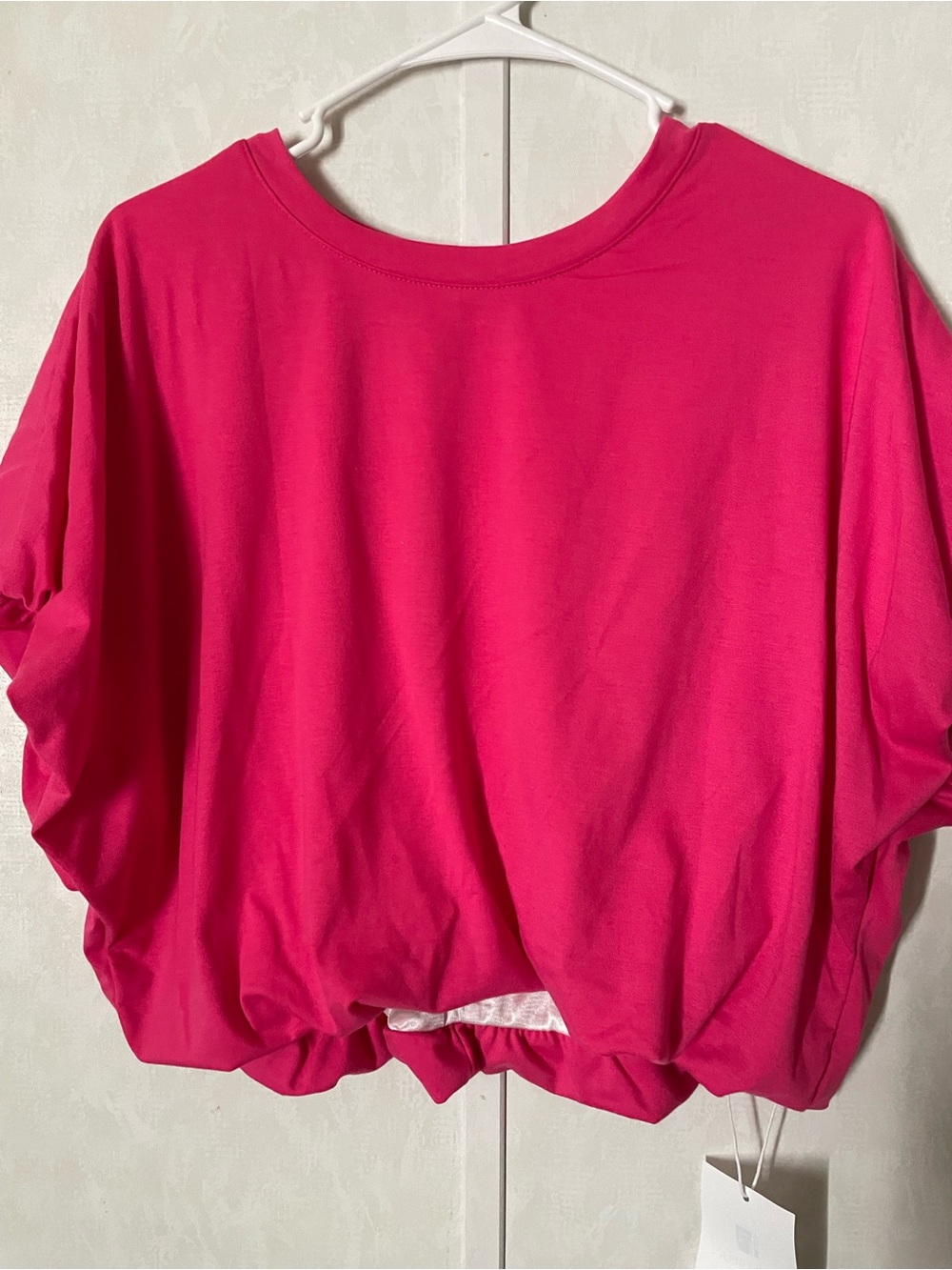 Relaxed Fuchsia Short Sleeve Batwing Top